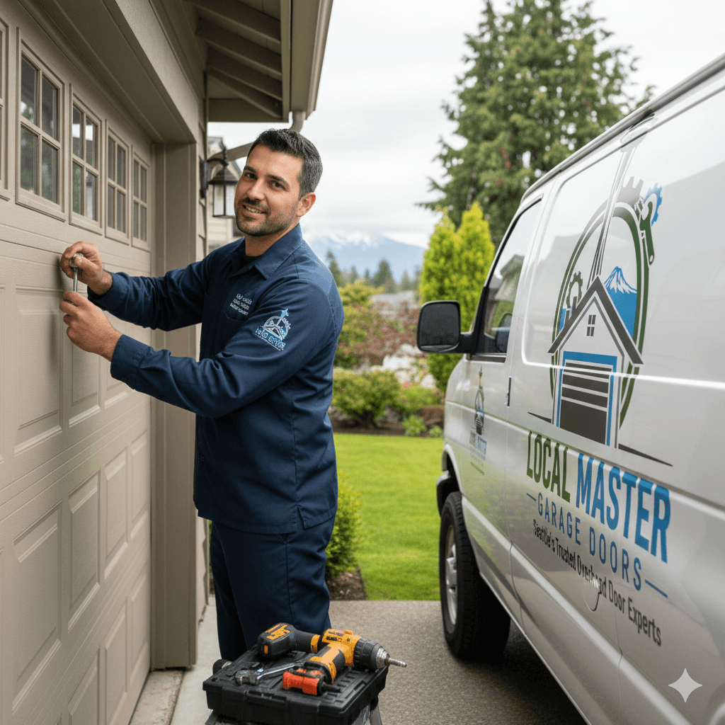 Local Master Garage Door technician performing garage door repair in Seattle, WA